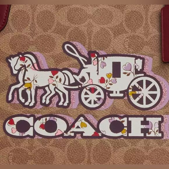 Coach Fiona Zip Tote Bag In Signature Canvas With House & Carriage Print Purse - Picture 12 of 12
